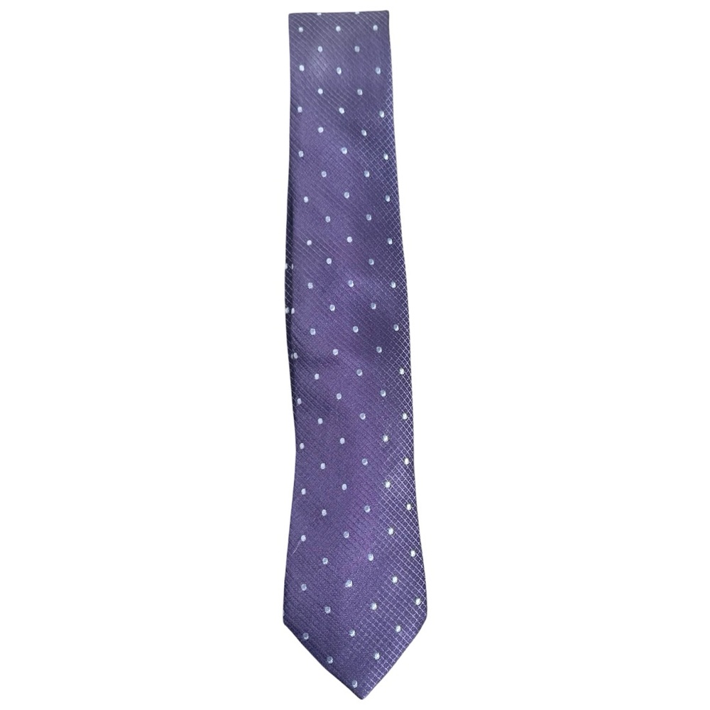 Michael Strahan Deep Purple Tie with Gray Polka Dots